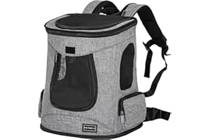 Petsfit Hunderucksack & Katzenrucksack für große Katzen bis 5kg - Leichter Katzen Rucksack mit Netzfenster, Brustgurt & Polster - Atmungsaktiver Rucksack für kleine Hunde, Grau