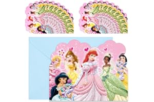 DEKEWE 20 PCS Princess Party Invitations Kids, Party Invites with Envelopes, Party Invitations Birthday Cards for Kids Girls Boys