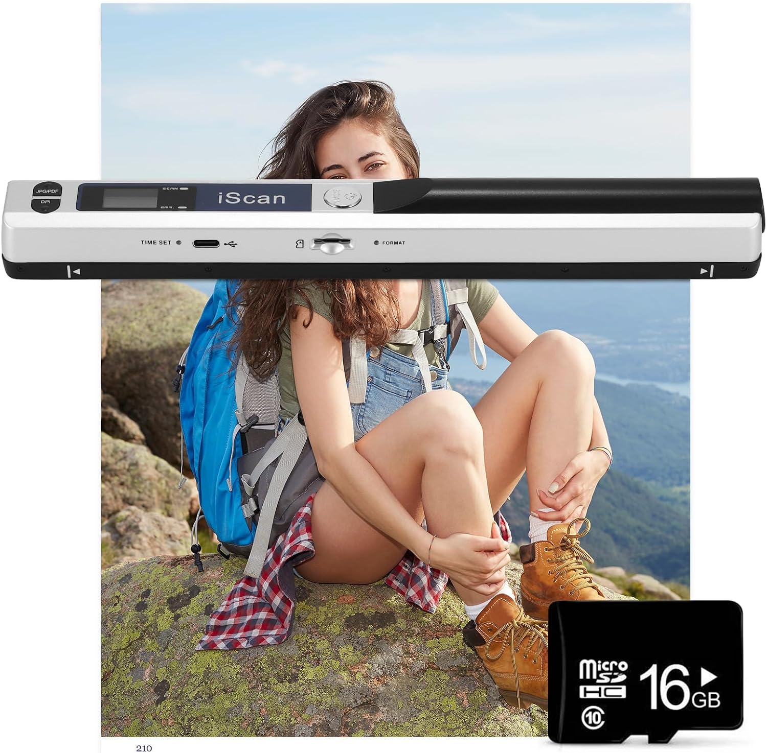 AOZBZ Portable Document Scanner, 900DPI Hand Held USB Image Scanner A4 Colour Photo Mobile Scanner Handy Scan (JPG/PDF Format, High Speed USB 2.0, Micro Need SD/TF Card Included) (White)