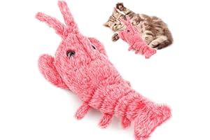 Byffoer Dyskietka homar interaktywna zabawka dla psa, ładowalna przytulanka dla psa, kota, zabawka elektryczna, ładowana przez USB, pluszowa zabawka dla kota homara dla kotów i psów