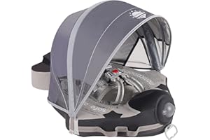 ‎HECCEI HECCEI Baby Schwimmring Mambobaby NO.7 Nicht Aufblasbarer Schwimmreifen mit Sonnendach Schwanz, Weiches Wasserdichtes Haut freundliches Baby Float Ring Schwimmtrainer für Kinder 3 Monate bis 48 Monate