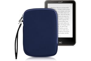 kwmobile Custodia Universale per eReader - Copertina in Neoprene Blu Scuro con Chiusura a Zip - Misura 17 x 12 x 2 cm - Astuccio portatablet