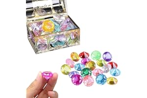 Omeblos 60 Pcs 20mm Gemstones for Kids,Acrylic Diamond Gems Jewels,Kids Play Gems Ice Rocks Gems,for Party Favors Vase Fillers Wedding Decorations Pirate Treasure Hunt, Diving Teaching,Party,Gifts