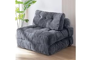 ‎MAXYOYO MAXYOYO Faltbares Schlafsofa umwandelbarer Schlafsessel mit Kissen, Matratze mit Rückenstütze, tragbarer Stuhl-Bett-Komfortable Bodensofa-Lounge für Wohnzimmer Schlafzimmer, Anthrazit