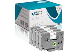 Specmark TZe-221 Cinta 9mm x 8m Set x 4 Piezas Cinta Negra Sobre Blanca Compatible Con Todas Las Impresoras Brother PT P-Touch AZe-221 EZe-221 TZ-221 TZ2-221