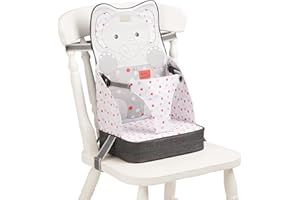 Baby Polar Gear Portable Booster Seat – A take-Anywhere highchair with an Integrated Pocket – for Toddlers Aged 1–3 – Lightweight, Safe and Easy-to-Clean – Elephant