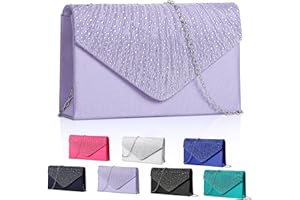 Fililogor Pochette Donna Argento Pochette da Sera, Chiusura a Busta Pochette Donna Matrimonio, Borse a Tracolla da Donna Elegante con Tracolla per il Ballo di Fine Anno, la Festa
