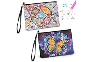 FLNLANO Basteln Mädchen 7 8 9 10 11 Jahre, Geschenke Mädchen 6-12 Jahre, Diamond Painting Kinder Geburtstagsgeschenk 5-10 Jahren, Kreatives 2 Stücke Bastelset Kleine Kosmetiktasche für Kinder Erwachsener