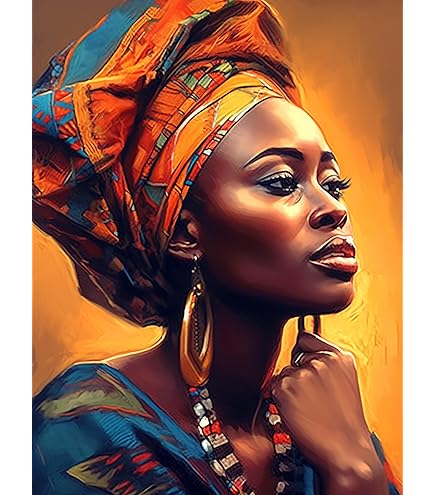 MOMAKA 5D DIY Diamond Painting Kits Afrikaanse Vrouw, Ronde Boor Set