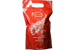 LINDT & SPRÜNGLI Lindt Lindor Beutel Vollmilch 1 kg, gefüllt mit einzeln verpackten Lindor Kugeln mit einer zartschmelzenden Füllung
