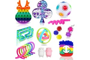 Yetech 26 pcs Fidget Toys Pack, Pack Fidget Pas Cher pour Enfants Adultes, Simple Jouet Anti-Stress avec Anneau Magique Arc-en-Ciel Stab Bubble pour la fête d'anniversaire Cadeau de fête des Enfants