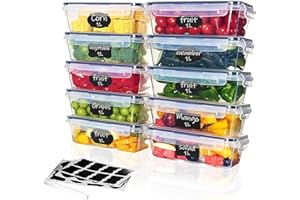Ordeluxe Juego de 10 Contenedores Herméticos de Cocina 1L - Tuppers Alimentarios BPA Free, Apto Microondas, Congelador y Lavavajillas