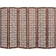 COSTWAY 4/6 Panel Folding Room Divider, Solid Paulownia Wood Wall Privacy Screen Protector, Freestanding Carved Paravent Partition Separator for Living Room Bedroom Office (6 Panel-240 x 165cm)