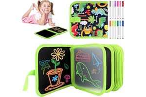 YARVPUV Tablette Dessin Enfant 2-3-4-5 ans Effaçable,Cahier Ardoise Enfant 3-4-5 ans,Réutilisable Double Face Livre Dessin fille,Jeux Educatif Activite Cadeau 3 4 5 ans,14 Page