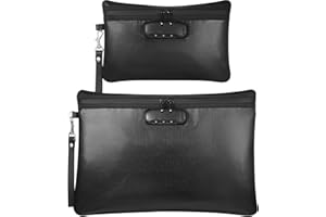 Nezyo Fireproof Safe Money Document Bag with Lock 2 Pcs Notary Journal Bag Waterproof Bag with Zipper for A4 Storage Pouch File Passport Tablet, 14 x 10 Inch and 6.7 x 10 Inch(Black, Horizontal)