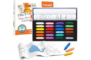 ‎YPLUS YPLUS Erdnuss Buntstifte Set für Kinder, Kunst Fall mit 24-Farben Buntstifte und Wandaufkleber Papierrollen, ungiftige Kleinkind Färbung Zubehör für Geschenk