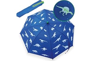 HECKBO Kinder Regenschirm Magic Regenschirm mit Holzgriff und Sicherheits-Reflektoren- Farbwechsel bei Regen – Jungen Mädchen Taschenschirm für Schulranzen – Sturmfest - Geschenke zur Einschulung