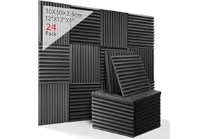 Kuchoow Aislante Acustico, Negro Espuma Acustica, 24 Piezas Paneles Absorbentes Acusticos para Podcasting, Estudios de Grabación, Oficinas