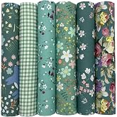 UOOOM 6pcs 50 x 50cm Patchwork Cotton Fabric DIY Handmade Sewing Quilting Fabric Different Designs (Blue Green)