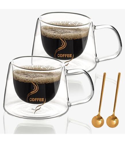 Wilmax Set 4 Bicchieri Termici In Vetro 400 Ml, Doppia Parete Per Bevande Calde E Fredde, Lavabili In Lavastoviglie E Microonde