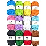 Mira Handcrafts 50 g lange Garn-Bonbons - insgesamt 1200 Meter Strick- und Häkelgarn - Anfängerset mit 12 bunten Garnen