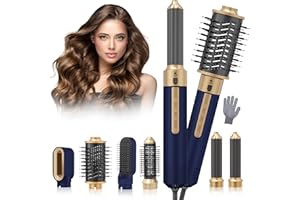 Hlieeosfcn 6 in 1 Hair Styler,6 in 1 Airstyler Hot Air Brush Set,Hair Styler Set for Hair Styling,Detachable Styler Tools for Drying Curling Straightening,Idea Gifts for Women