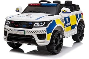 BC BABY COCHES - Coche Eléctrico para Niños De Policia, con 2 Motores de 30W, Control Remoto, Sirena y Luces de Policía/Vehículo Infantil de 12V con Luces Led y Bluetooth. (Blanco)