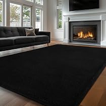 Sour Lemon Teppich 140x200 Cm – Flauschiger Shaggy-Teppich In Schwarz-Grau Karo – Rutschfest & Waschbar Für Wohnzimmer, Schlafzimmer