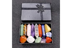 AEMIY Premium Healing Crystals Kit in Gift Box - 7 Chakra Set Tumbled Stones, 7 Chakra Stone Set Meditation Stone Yoga Amulet With Gift Box