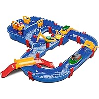 AquaPlay - MegaBridge - Wasserbahnset mit 3 Spielstationen und 49 Teilen, inklusive Bo der Bär, Amphibienauto und…