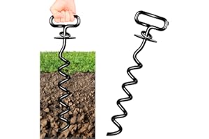 KAMFWERT Kotwa gruntowa, wytrzymała kotwica gruntowa dla dużych psów, spiralny stalowy palik, obrót o 360 stopni, odpowiednia do każdej powierzchni gleby, szybki montaż