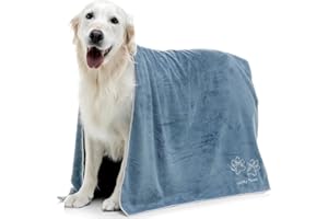 Lucky Paws® Hundehandtuch - 140x70cm XL Hundehandtuch extra saugfähig - schnell trocknend, luxuriös weiches Hunde Handtuch Hundebesitzer und Hunde Zubehör (1er-Pack, Petrolblau)