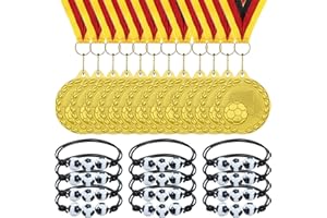 DONRIME Medallas de Fútbol de 12 piezas, Pulseras de Fútbol de 12 piezas Regalos de Fiesta de Fútbol para Niños Regalos de Cumpleaños para Niños Niñas Regalo de Cumpleaños Accesorios de Fiesta de Cumpleaños