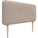 DHOME Upholstered Smooth Rounded Aqualine Fabric Headboard with Legs for Wall Acoustic Headboards Absorbent Headboards Bed Be