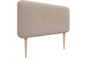 DHOME Slät Rundad Sänggavel Klädd i Aqualine-tyg med Ben för Vägg Akustiska Ljudabsorberande Sänggavlar för Sovrum (Beige, 80