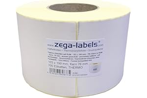ZEGA-LABELS Thermo Etiketten auf Rolle - 103 x 199 mm - 700 Stück je Rolle - Kern: 76 mm - für Versandetiketten DHL - permanent haftend - mit Perforation - Druckverfahren: Thermodirekt (Drucken ohne Farbband)