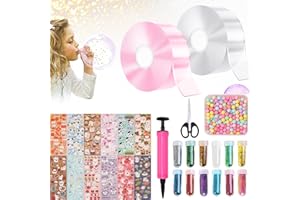 FFTANXS Nano Tape Bubbles Set für Kinder,28 Stück Nano Tape Doppelseitiges Klebeband DIY Craft mit Pailletten Aufkleber Dekorieren & Spielen für Jungen und Mädchen,Party Favours Gifts(Transparente+Rosa)