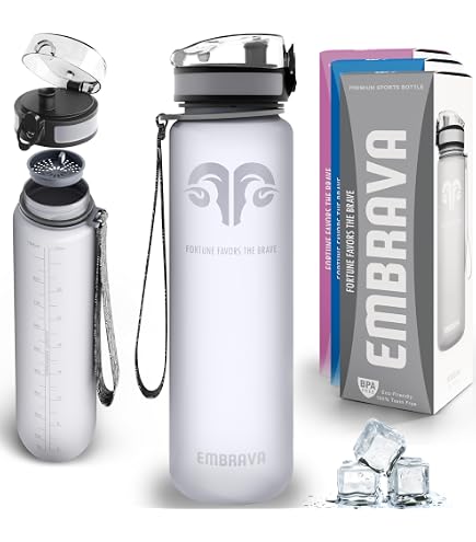 Embrava 24oz BPA-Free Tritan Sports Water Bottle With Time Markers & Flip Lid - Motivational Hydration Tracking