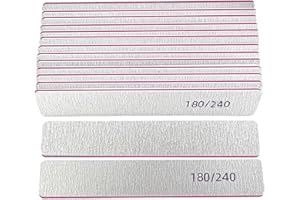 Lofuanna Lot de 15 Limes à Ongles Professionnelles,Carrée Lime à Ongles Grain 180/240 Double Face,Lavable Nail Art en Gel Acrylique Naturel Outils de Manucure pour la Maison ou le Salon