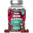 Iron Gummies for Teens | 90 Count | with Vitamin C | Cherry Flavour | Vegetarian and Vegan Supplement | by Horbaach