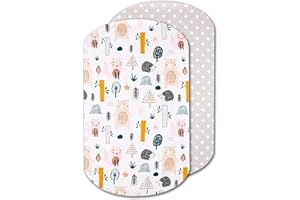 LOVELY HIPPO Sábanas Minicuna 100% Algodón – Sabanas Minicuna Compatible con Iora, Tori, Iora Air y Sleepi Mini (60 x 80 cm, Animales Bosques)