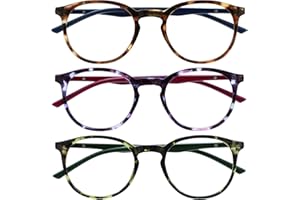 OPULIZE Met Lunettes de Lecture Pack de 3 Montures Rondes et Minces Charnières à Ressort Anti-Rayures Écailles de Tortue Marron Violet Vert Hommes Femmes RRR60-256 +1.50