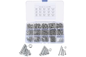 HEOZHUYI Zestaw 480 sztuk śrub i nakrętek M2/M3/M4 ze stali nierdzewnej, śruby o przekroju okrągłym, z płaską głową i imbusowe, zestaw nakrętek i śrub z rowkiem krzyżowym