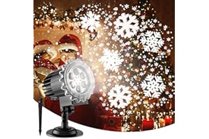 CAVWVTYU Proiettore Natale Esterno Luci LED Effetto Nevicata Decorazione Natale Luci Proiettore Rotante IP65 Impermeabile