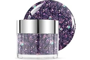 EODCI Dipping Poudre à ongles, 28 g, violet scintillant, poudre de trempage, poudre de trempage pour manucure française, pour salon, bricolage et maison, pas de lampe à ongles nécessaire, inodore et