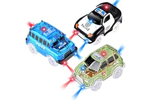 AniSqui Glow Tracks Cars Only, 3 Pack Light-up Flexible Cars with 5 LED Lights, Slot Car Track Toy, Best Gift Racetrack for Kids Toddlers