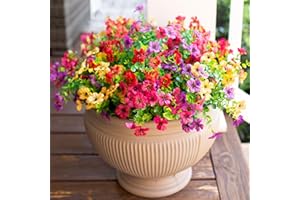 SOMYTING Fleurs artificielles 12 paquets de fleurs artificielles en plein air résistantes aux UV ne se décolorent pas Plante artificielle verte Jardin véranda fenêtre boîte bureau arbustes décoration