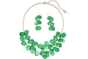 BOCAR 2 Layer Statement Choker Shell Necklace and Earring Set for Women Gift