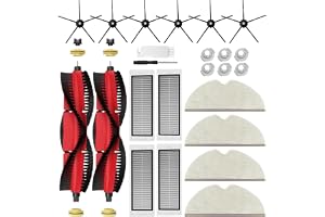 Reservdelar, tillbehör kompatibel med Xiaomi Roborock S5 Max S6 Pure MaxV S50, S51, S55, S60, S65, dammsugare, 2 rullborstar, 6 sidoborstar, 4 Hepa-filter, 2 rengöringsdukar