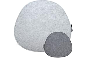 DuneDesign Cojín de Fieltro para Sillas 40x37cm Ovalado Fino 8mm 2-Colores Gris